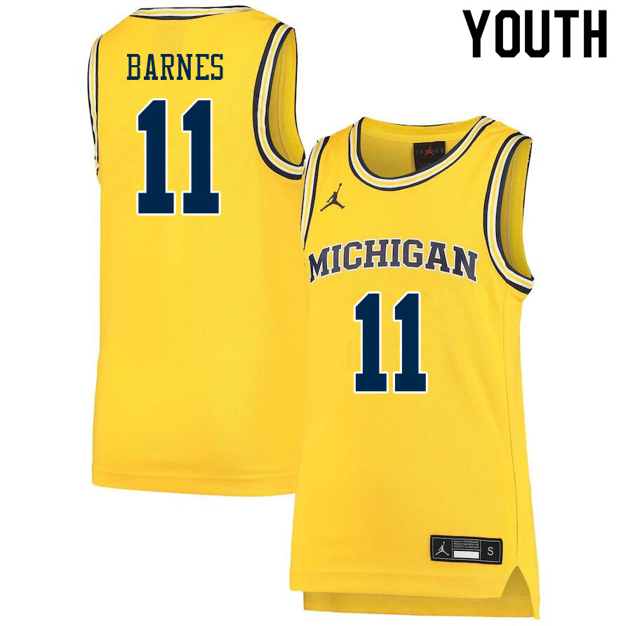 Youth #11 Isaiah Barnes Michigan Wolverines College Basketball Jerseys Sale-Yellow - Click Image to Close